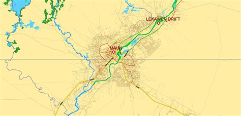 Botswana Vector Map High Detailed Road Map Admin Areas Cities And