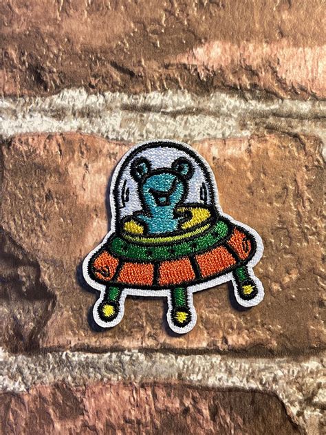 Cute Cartoon Alien Spaceship Embroidered Sewn Or Iron On Etsy