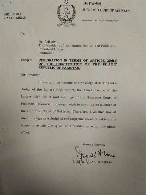 Justice Ijaz Ul Ahsan Next In Line Cjp Quits Prematurely