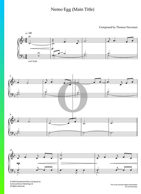 Nemo Egg Piano Sheet Music From Finding Nemo By Thomas Newman Oktav