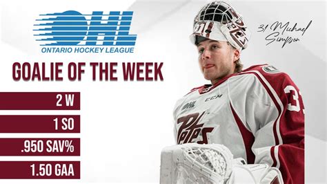 Michael Simpson Named Ohl Goaltender Of The Week Peterborough Petes