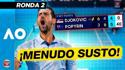 Djokovic Sufre Para Ganar A Un Gran Popyrin En Australia Youtube