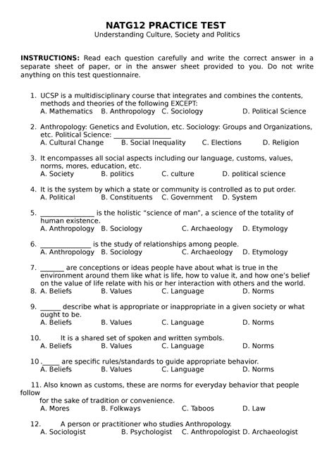 NATG12 Practice TEST2 NAT REVIEWER NATG12 PRACTICE TEST