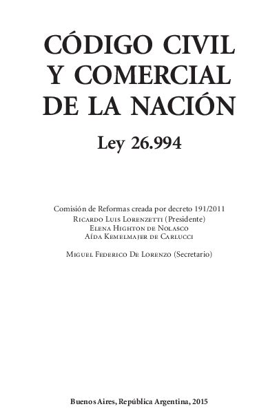 Pdf Nuevo Código Civil Y Comercial De La Nación Argentina En Vigencia