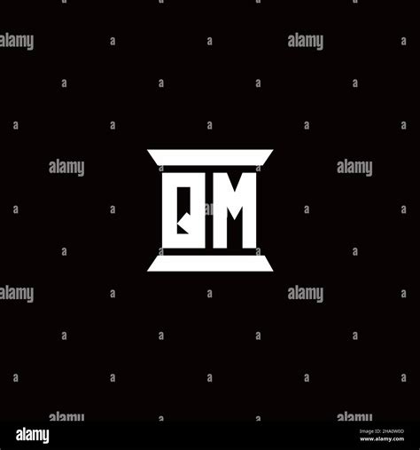 Qm Logo Initial Letter Monogram With Pillar Shape Design Template