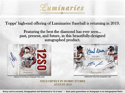 2019 TOPPS LUMINARIES BASEBALL HOBBY BOX Breakaway Sports Cards