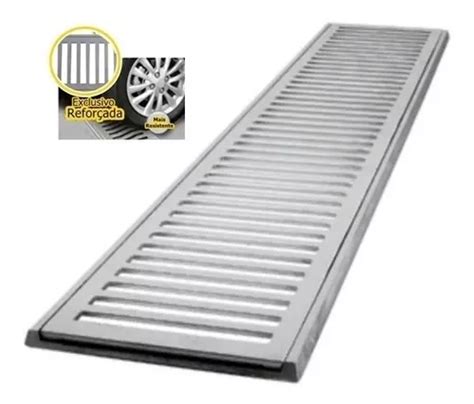 Ralo Linear 15x100cm Grelha Aluminio Coleta Agua Pluvial MercadoLivre