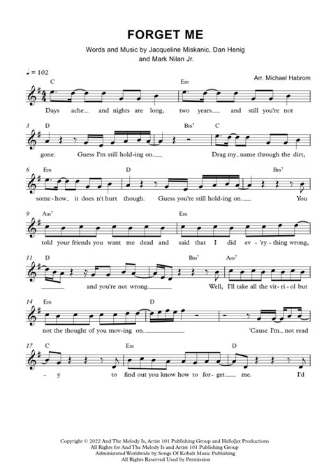 Forget Me Arr Michael Habrom By Lewis Capaldi Sheet Music For