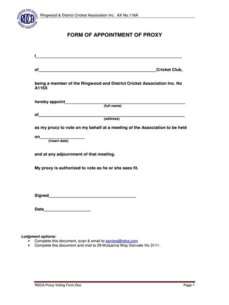 Printable Blank Proxy Form Template Fillable Form 2024