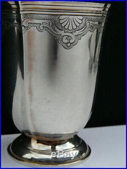 Rare timbale piedouche deco art nouveau argent poinçon minerve vermeil