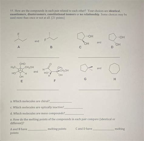 Solved 11 How Are The Compounds In Each Pair Related To