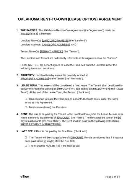 Oklahoma Rental Lease Agreement Templates 6 Doc Template Pdffiller