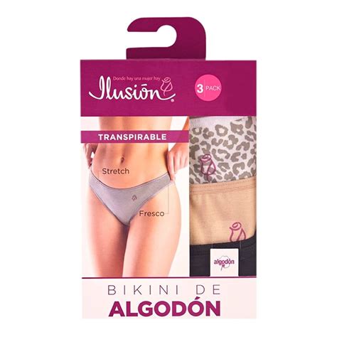 Bikini Ilusión para Mujer Multicolor Algodón Stretch 1 Paquete con 3