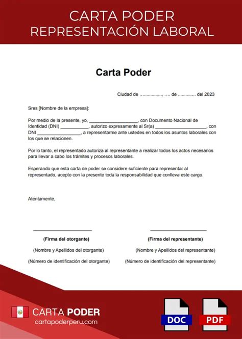 Carta Poder De Representaci N Laboral Modelo