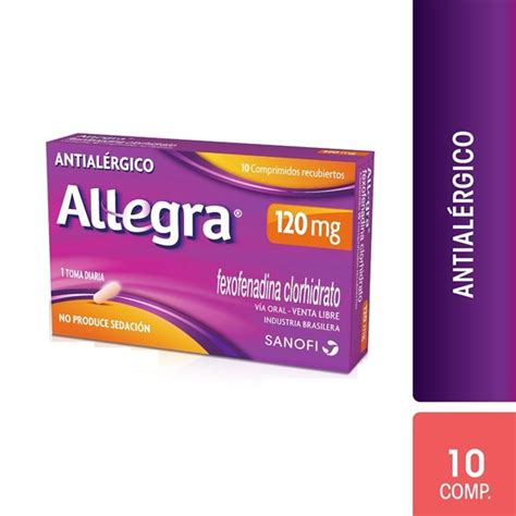 Allegra 120 mg Comprimidos Recubiertos x 10 Allegra Antialérgicos