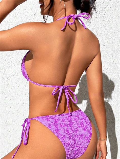 SHEIN SHEIN Swim Vcay Bañador bikini Smocked triángulo con cordón