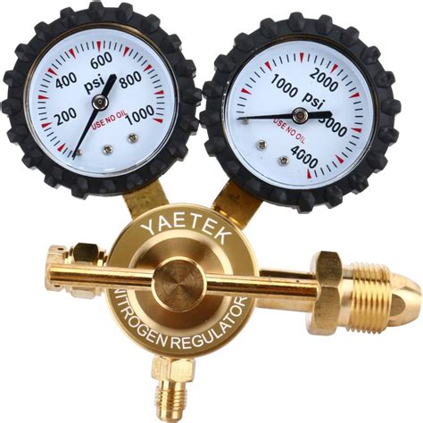 Brass Nitrogen Regulator With Double Inch Gauges Psi Delivery