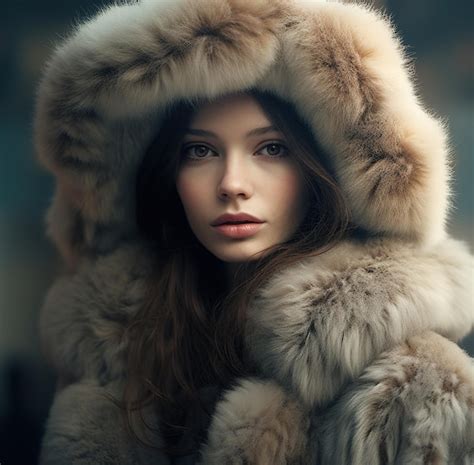 Premium Photo A Woman Wearing A Fur Coat With A Fur Lined Hood