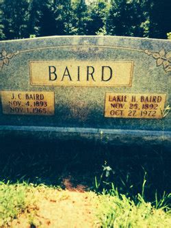 Lakie H Baird 1892 1972 Memorial Find A Grave