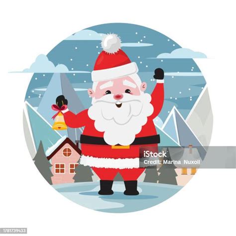 Vector Illustration Of A Cute Santa Claus Greeting From The North Pole Stock Illustration