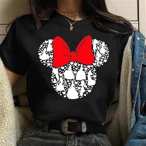 2pcsGold Micky Head T Shirt Women Top Mickey Mouse Print Disney Cartoon