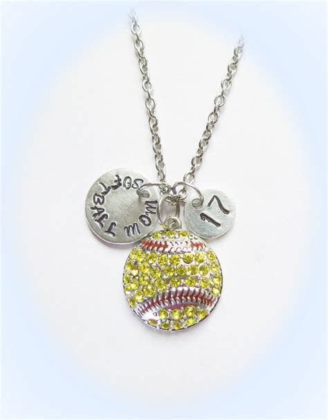 Personalized Softball Mom Necklace Softball Jewelry Softball Etsy