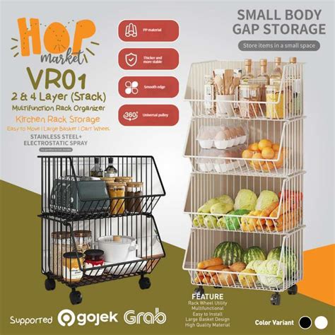 Jual Hop Vr Rak Dapur Roda Tingkat Organizer Serbaguna Tempat