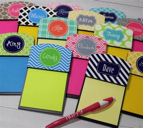 Personalized Sticky Note Holder Monogram Notepad Teacher Etsy