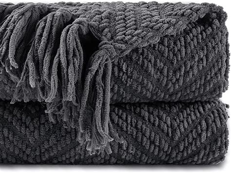 Amazon Battilo Home Dark Grey Throw Blanket For Couch Knit