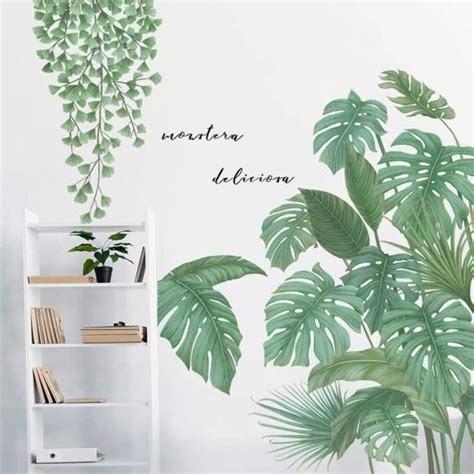 Monstera Feuille Plantes Tropicales Peler Et Coller Papier Peint