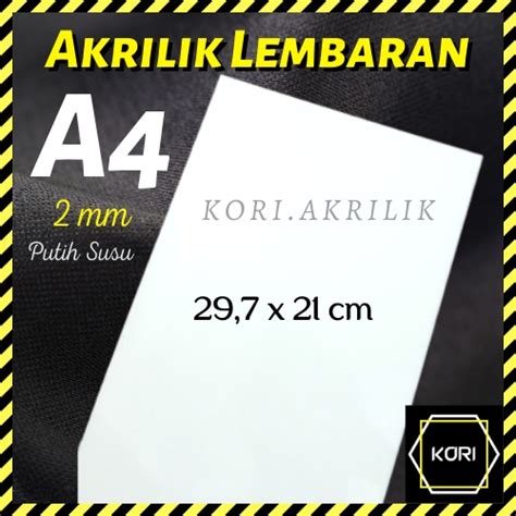 Jual Akrilik Lembaran A4 2 Mm Putih Susu MARGA CIPTA Akrilik A4 Putih