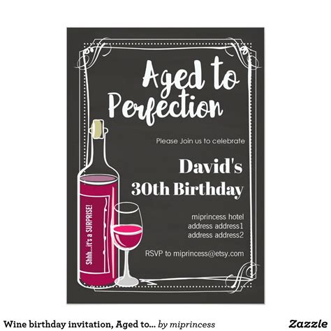 Wine Birthday Invitation Aged To Perfection Invitation