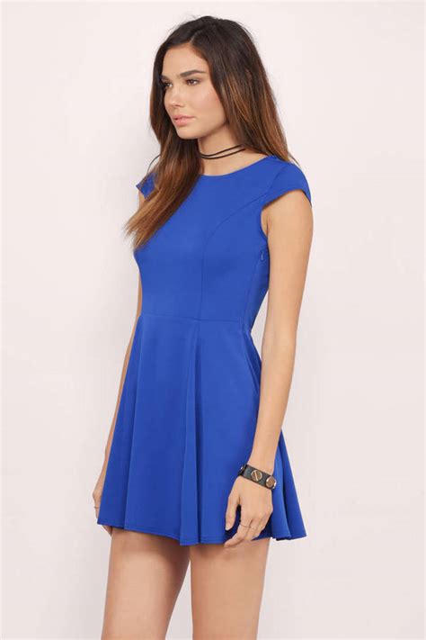 Caught By Surprise Cobalt Back Bow Tie Skater Dress 20 Tobi Us