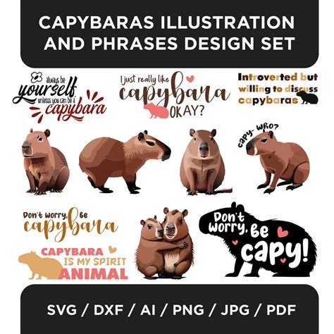 Capybara SVG Clip Art Files For Cricut Bundle Cute Capybara Clipart