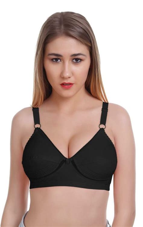 Buy Featherline Women Black Solid Cotton Blend Non Padded Bra B