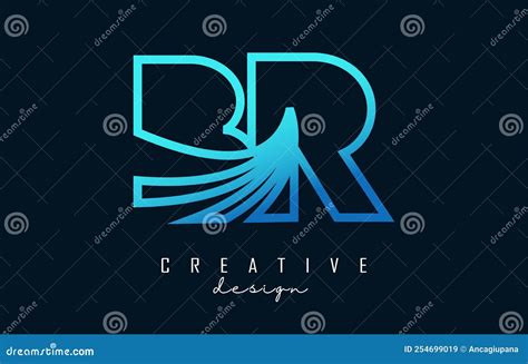 Outline Blue Letters Br B R Logo With Leading Lines And Road Concept