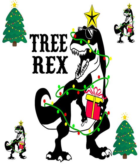 Christmas Dinosaur Tree Rex Poster Love Painting By Wilkinson Fred