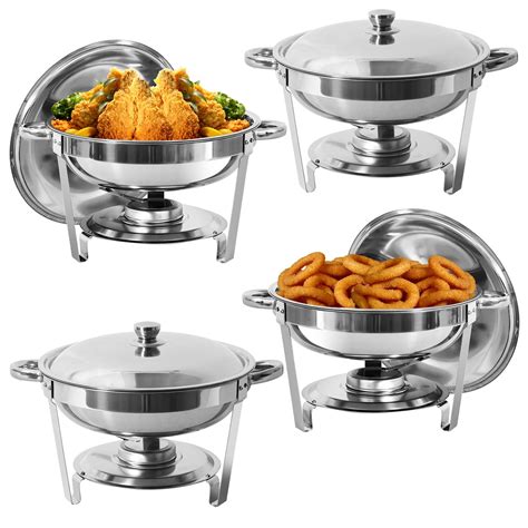 Jstuoke Pack Qt Stainless Steel Round Chafing Dish Buffet Set For