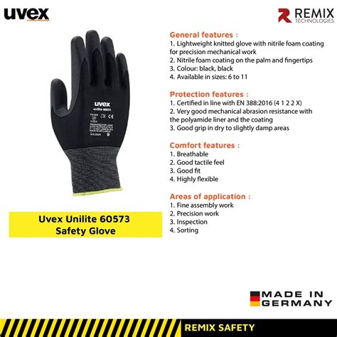 Original Uvex Ready Stock Uvex Unilite 660560573 Safety Gloves