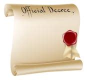 Official Decree Scroll With Red Wax Seal Royalty Free Stock Image