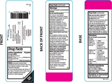 Dexchlorpheniramine Maleate Phenylephrine Hcl Tablet