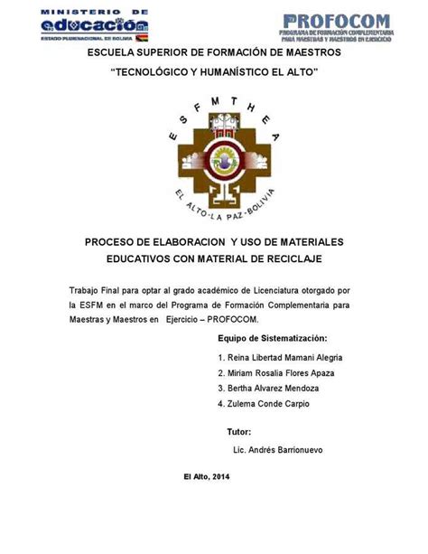 Proceso De Elaboracion Y Uso De Materiales Educativos Con Material De