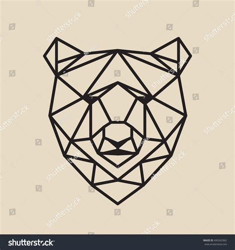 Stylized Polygonal Bear Head Vector Geometric Illustration Simple Line