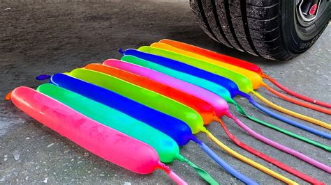 Experiment Colorful Water Balloons Vs Car Vs Crunchy Food Crushing