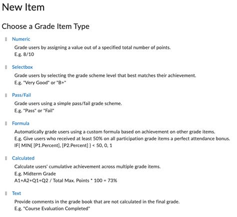 Creating Grade Items And Categories Brightspace Support Vanderbilt