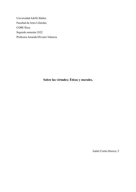 Ensayo CORE Ética Universidad Adolfo Ibáñez Facultad de Artes