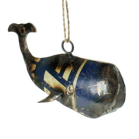 Reclaimed Metal Whale Ornament Set of 2 by HomArt - Seven Colonial