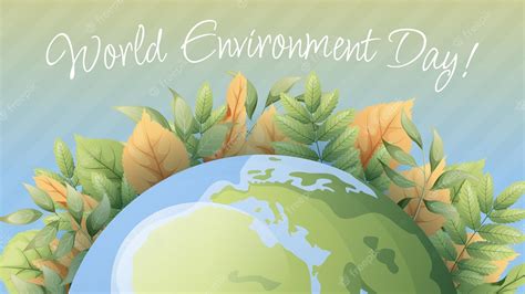 Cartel De Banner Web De Vector Simple Del Día Mundial Del Medio Ambiente Con Tierra Y Hojas