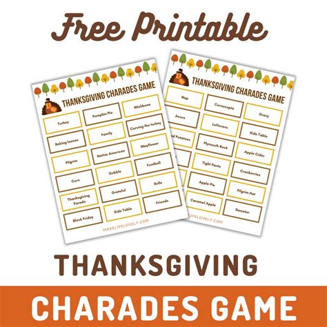 FREE Printable Thanksgiving Charades {54 Cards + 18 Blank!}