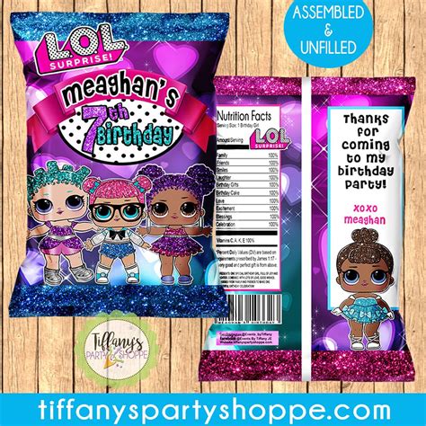 Lol Surprise Dolls Chip Bag And Fruit Snack Bag Favors Swipe